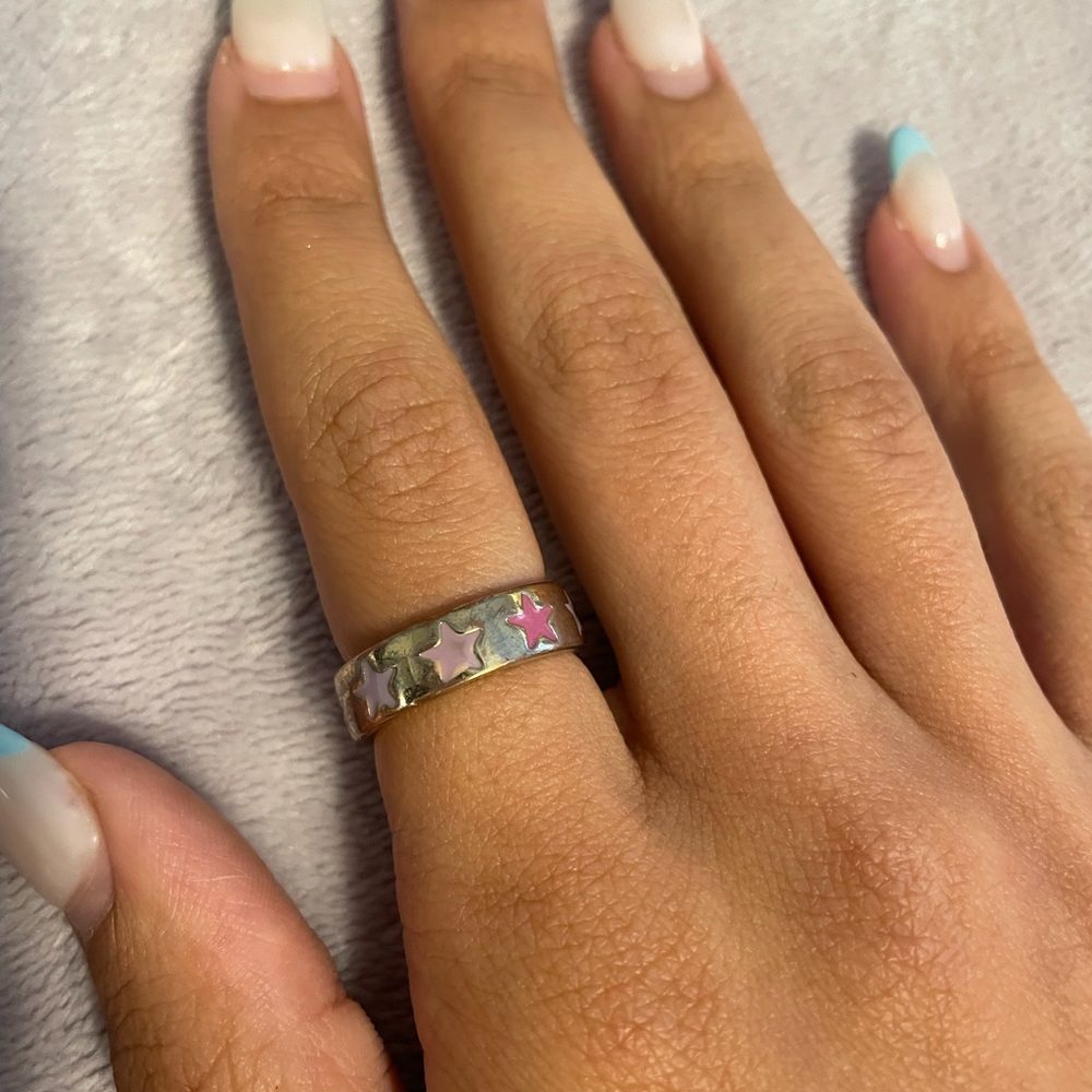 Frasier sterling colorful stars ring size 6